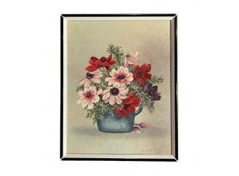 15 X 12 Vintage Framed Floral Bouquet Canvas Print Signed