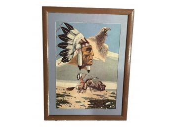 27 X 21 Native American Painting Framed