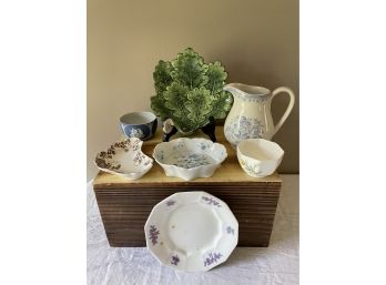 Lot Of Beautiful Mixed Items Include Blue Asiatic Pheasants Small Etruscan Jug, Wedgewood, Haviland Limoges Et