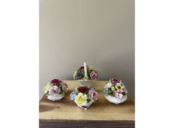 Lot Of 4 Amazing Porcelain Bouquets Of Aynsley, Royal Doulton, Antique Coalport Bone China, Crown Staffs