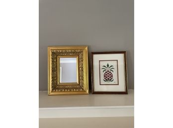 Lot Includes Beautiful Mirror And Pineapple Embroidery Art