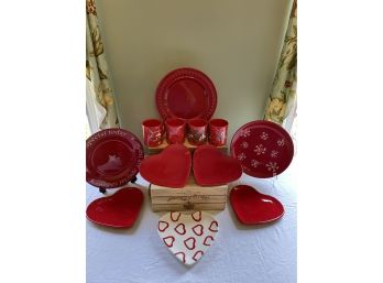 Lot Of Beautiful Vintage Waechtersbach Germany Mugs And Dishes And Vintage Italian Heart Shaped Plates