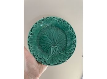 Antique Wedgwood Majolica Green Cabbage Leaf Plate