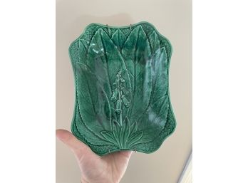 French Antique Majolica Green Fruit/Candy Dish