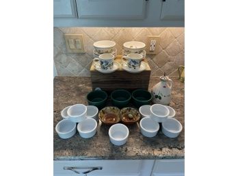 Kitchen Items Include Portmeirion Botanic Garden Saucers, Two Cups And Bowls