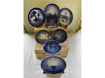 Collection Of 8 Vintage Royal Copenhagen Plates In Excellent Condition