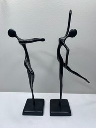 Pair Of Metal Abstract Art MCM Ballerina Sculptures