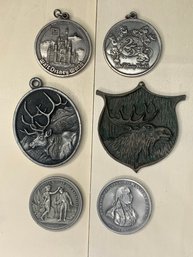 Six (6) Assorted Medallions Badges Tokens Historic, Wildlife, And Walt Disney World WDW