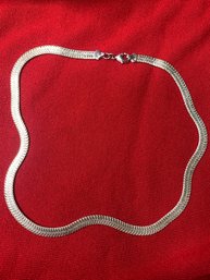 1/4-inch Wide Silver Toned Herringbone Necklace