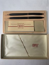 Cross Ballpoint Pen & Mechanical Pencil Desk Set With Box, Guarantee Care & Operating Instructions, & Sleeve