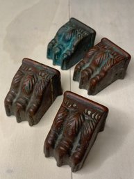 Four (4) Copper Antique Claw Foot Furniture Embellishments, Patina