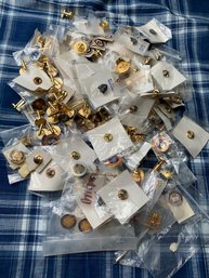Large Collection Of  College And Alumni Assorted Cufflinks, Clips, Buttons, Tack Pins, New Old Stock
