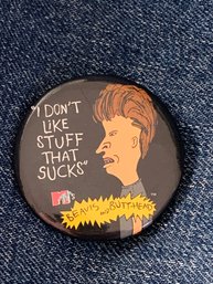 1993 MTV Networks Beavis And Butthead Button Pin - I Don't Like Stuff That Sucks