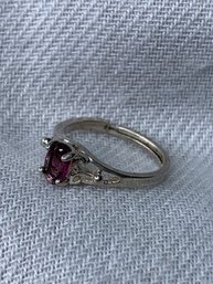 Sterling Silver Sizable Amethyst Ring, Marked 925