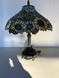 Floral, Color Paneled Glass Lamp
