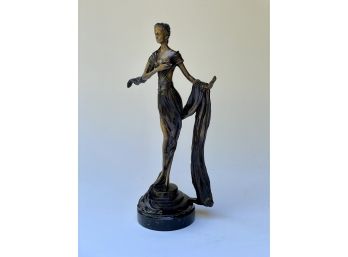 Bronze Lady Sculpture Crossing Heart