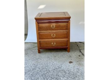 Light Brown Wood Side Cabinet With 3 Drawers