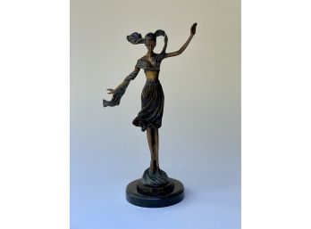 Bronze Lady Sculpture With Open Arms