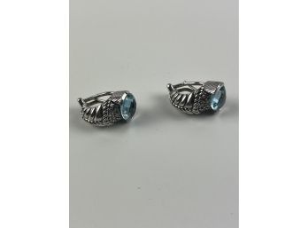Judith Ripka Sterling Earrings With Blue Stones