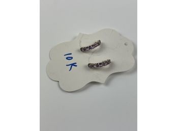 10K Purple Stone Earrings