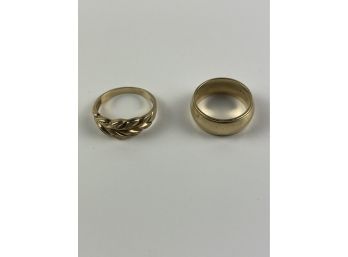 14K & 10K  Gold Band & Leaf Ring