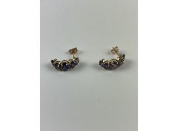14K Purple Stone Earrings