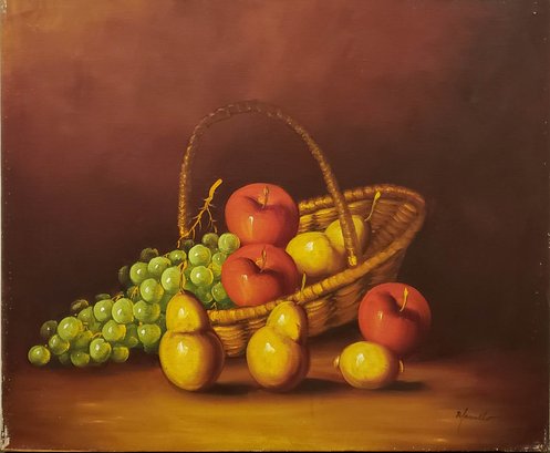 Vintage Realism Oil On Canvas 'Still Life Fruits '