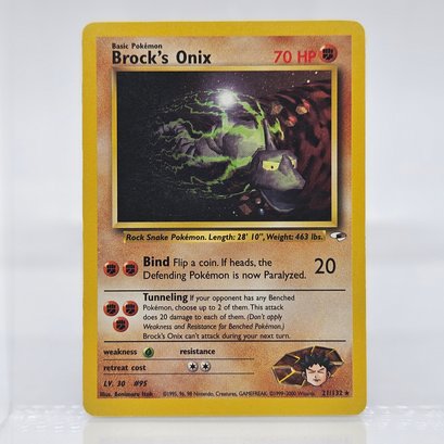 Brock's Onix Non Holo Rare Vintage Pokemon Card Gym Series