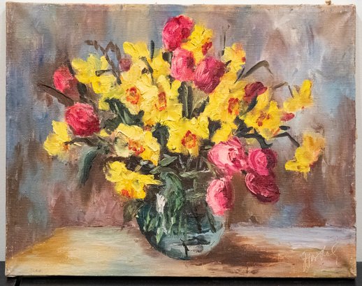 Russian Early 20th Century Oil Painting 'Flowers In Vase'