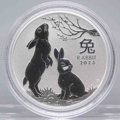 2023 Australia Perth Mint Year Of The Rabbit 1/2 Oz Silver Coin