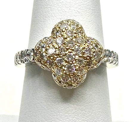 14KT Two Tone Gold, Natural Diamond Cluster Ring Size 7 - J11162