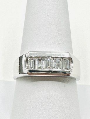 14KT White Gold Natural Diamond Mens Ring Size 9.75 - J11402