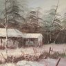 Oil Painting On Canvas 'winter Cabin In Forest'