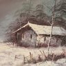 Oil Painting On Canvas 'winter Cabin In Forest'