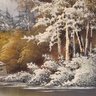 Oil Painting On Canvas 'winter Cabin By Lake'