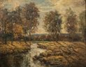 Antique Landscape Original Oil On Wood Painting Signed Chauncey F. Ryder