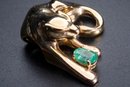 14k Gold Pendant With 3ct Colombian Emerald