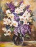 Russian Early 20th Century Original Oil 'Flowers In Vase'
