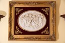 Vintage Framed Relief With Pair Of Sconces