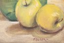 Vintage Impressionist Watercolor On Paper 'Apples And Flowers'