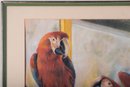 Early 20th C. Impressionist Pastel On Paper 'Parrots'