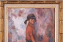 VIntage Impressionist Oil On Canvas 'Girl With Doll'