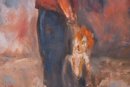 VIntage Impressionist Oil On Canvas 'Girl With Doll'