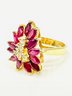 14KT Yellow Gold Natural Ruby And Diamond Ring Size 5.5 - J11406