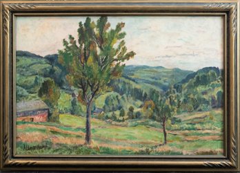 Antique Landscape Oil On Board Signed Albert Andre