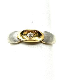 18K Two Tone Gold With Natural Diamond Ring Size 6.75