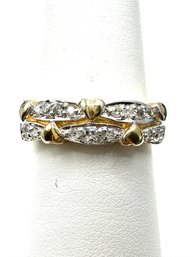 14K YG With Natural Diamond 5 Heart Ring Size 6.75