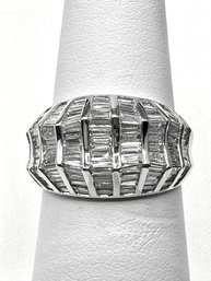 18K WG With Natural Baguette Diamond Ring Size 5.5