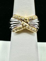 10KT Gold Two Tone & Natural Diamond Ring Size 6