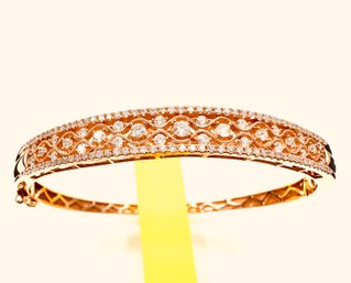 14KT Pink Gold &148pcs Natural Diamond Bangle Bracelet